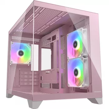 Case per PC mini tower Cougar FV150 ARGB – rosa, supporta 2x ventole laterali 120/140 mm, 1x 120 mm posteriore, HDD 2,5