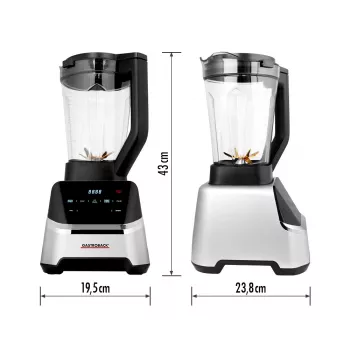 Frullatore da tavolo GASTROBACK Mix & Soup (2000 W, 2 L, contenitore in Tritan, lame in titanio, comandi touch, nero/acciaio inox)