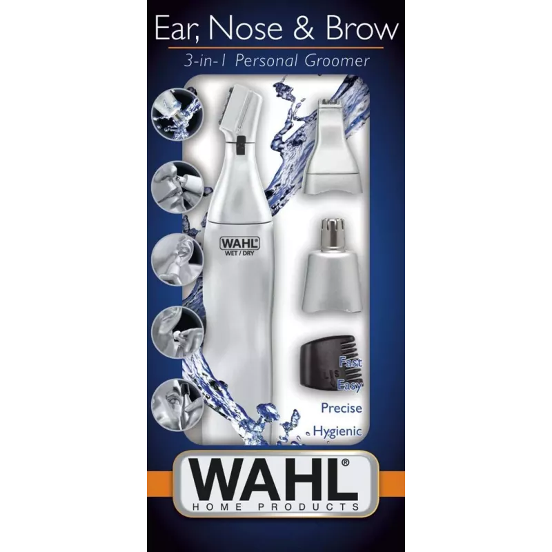 Trimmer di precisione Wahl 3 in 1 per orecchie, naso e sopracciglia, argento
