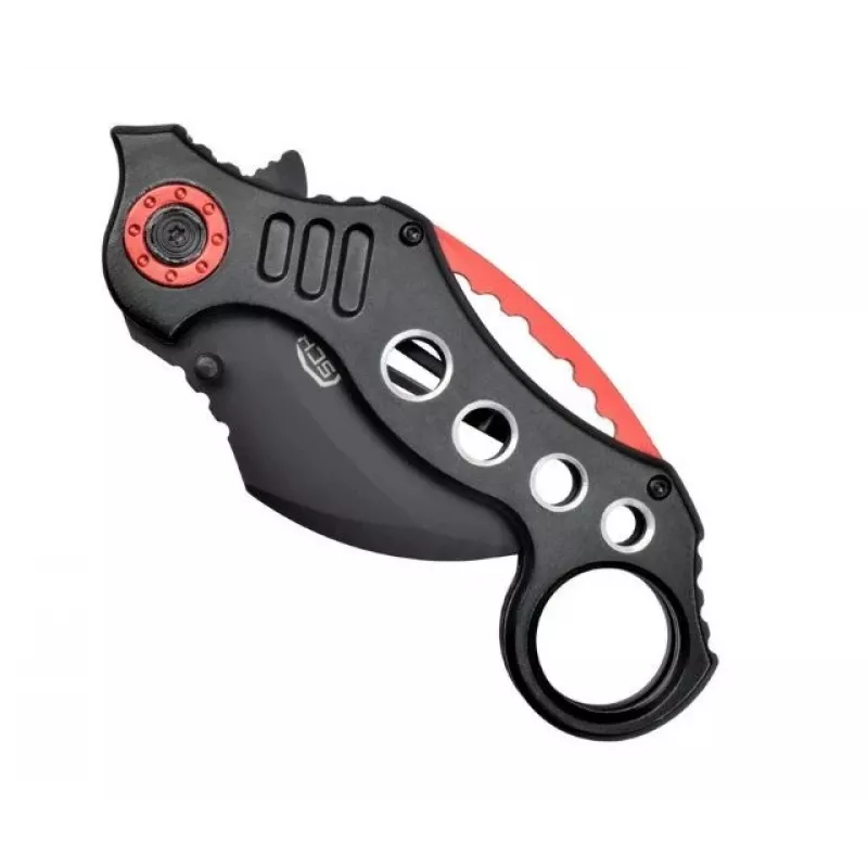 Karambit da tasca SCK K29 – lama fissa, manico nero-rosso
