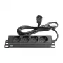 Ciabatta Good Connections 10 - 1HE - connettore maschio C14 a 4x connettore femmina Schuko - protezione bambini - profilo in alluminio - nero