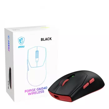 Mouse da gaming wireless MSI Forge GM340, ambidestro, ottico, 12000 DPI, nero