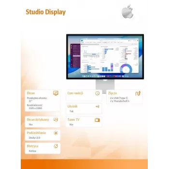 Monitor Apple Studio Display con vetro nano-texture e supporto regolabile in inclinazione (MFF14RC/A)