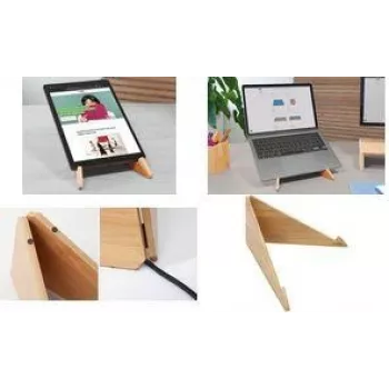 Supporto per laptop Sigel Eyestyle SA207 bambù beige – rialzo in legno regolabile per laptop