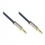 Cavo di collegamento audio High-Quality 3,5mm, 2x connettore jack, corpo interamente in metallo, blu scuro, 2m, Good Connections (GC-M0041)