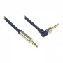 Cavo di collegamento audio High-Quality 3,5mm, connettore jack su connettore jack angolato a destra, corpo interamente in metallo, blu scuro, 3m, Good Connections (GC-