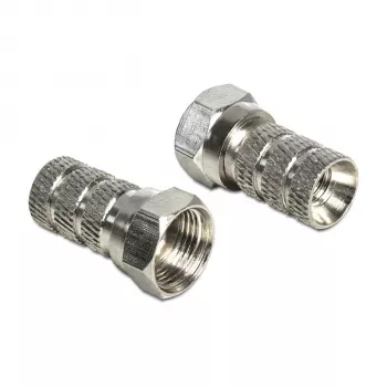 Connettore F DELOCK 65615, connettore maschio per cavo tipo F in metallo per cavo coassiale Ø 5,0–5,2 mm, argento, 1 pezzo