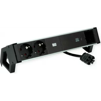 Bachmann 937.306 DESK2 ALU ciabatta multipresa, nero, 2x Schuko, 1x USB-C 60 W