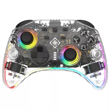 Gamepad Deltaco Gaming GAM-198-T trasparente Bluetooth/USB USB-C per Nintendo Switch, Switch 2, Switch OLED, Android, PC