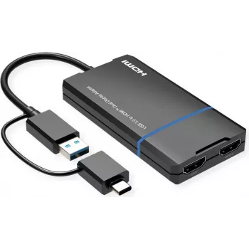 Adattatore display VALUE USB Type-A C - Dual HDMI 4K30+ 1080p ST/BU - adattatore - digitale/dati (12.99.3206)