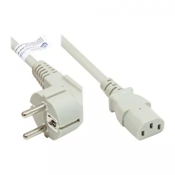 Cavo di alimentazione spina Schuko tipo E+F (CEE 7/7, angolata) a C13 (dritta), grigio, 0,75 mm², 1,8 m, Good Connections® (P0130-GR018)