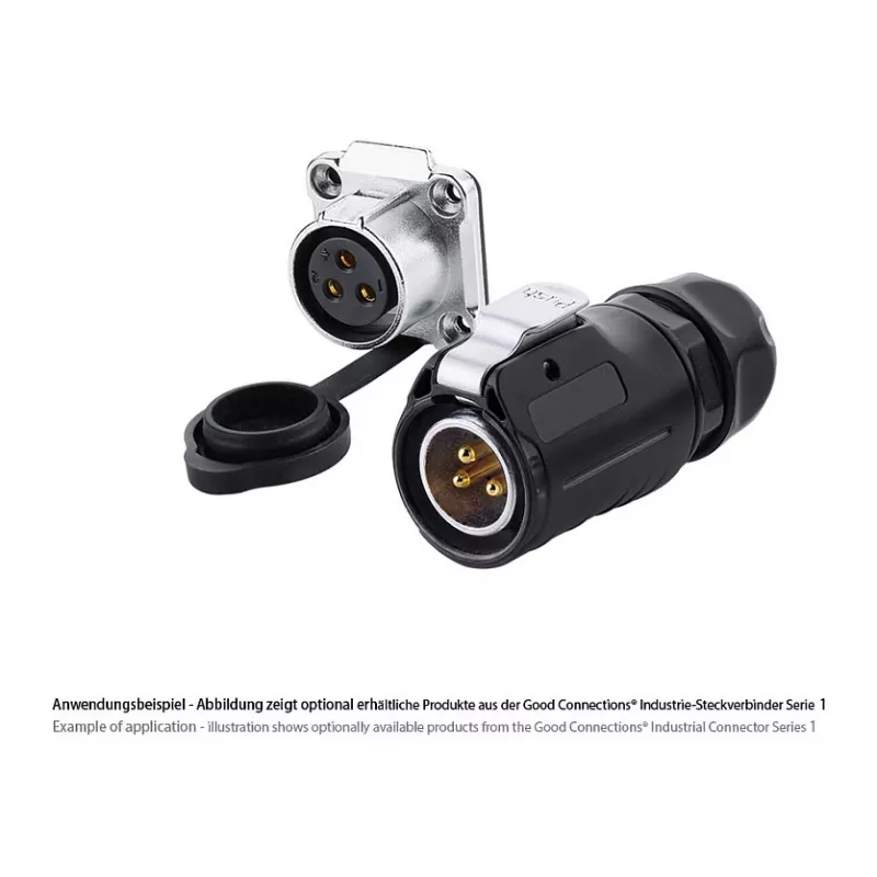 Good Connections IC01-20P303 - S1 - alimentazione (3 poli) - nero - dritto - metallo - plastica - oro - lega di rame