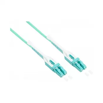 Cavo patch in fibra ottica duplex OM3 (multimodale, 50/125) LC/LC, UNIBOOT, LSZH, polarità reversibile, linguetta di sblocco, 10m, Good Connections® (LW-U810LC3)