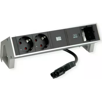 Bachmann 902.905 DESK2 INOX ciabatta multipresa, 2x Schuko, 1x USB-C 30 W