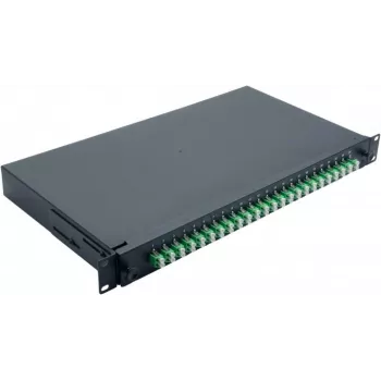 Helos 375555 box di giunzione in fibra ottica da 19", 24x LC/APC Duplex OS2, pronto per la giunzione, nero