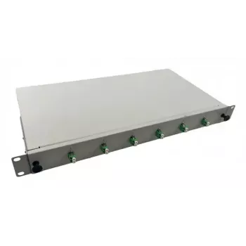 Helos 375550 Cassetta di giunzione fibra ottica 19 inch, 6x LC/APC Duplex OS2, pronta per giunzione, grigio