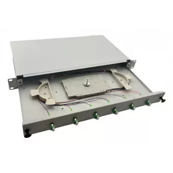 Helos 375550 Cassetta di giunzione fibra ottica 19 inch, 6x LC/APC Duplex OS2, pronta per giunzione, grigio