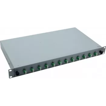 Helos 375552 Cassetta di giunzione fibra ottica 19 inch, 12x LC/APC Duplex OS2, pronta per giunzione, grigio