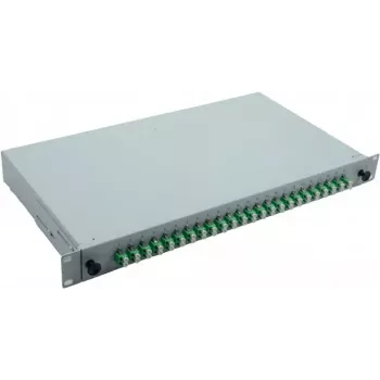 Helos 375554 Cassetta di giunzione fibra ottica 19 inch, 24x LC/APC Duplex OS2, pronta per giunzione, grigio