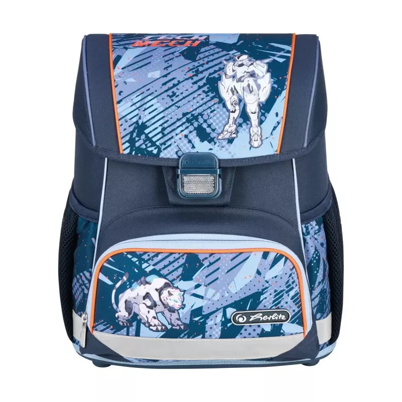 Set zaino scuola HERLITZ Loop Plus TechMech per bambino — poliestere, composto da zaino, borsa sport, astuccio, pochette