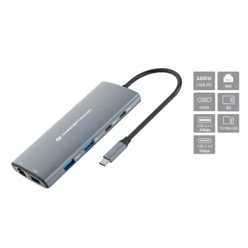 CONCEPTRONIC Dock 10-in-1 USB-C->HDMI/2xUSB-C/3xUSB-A/+ 20cm gr