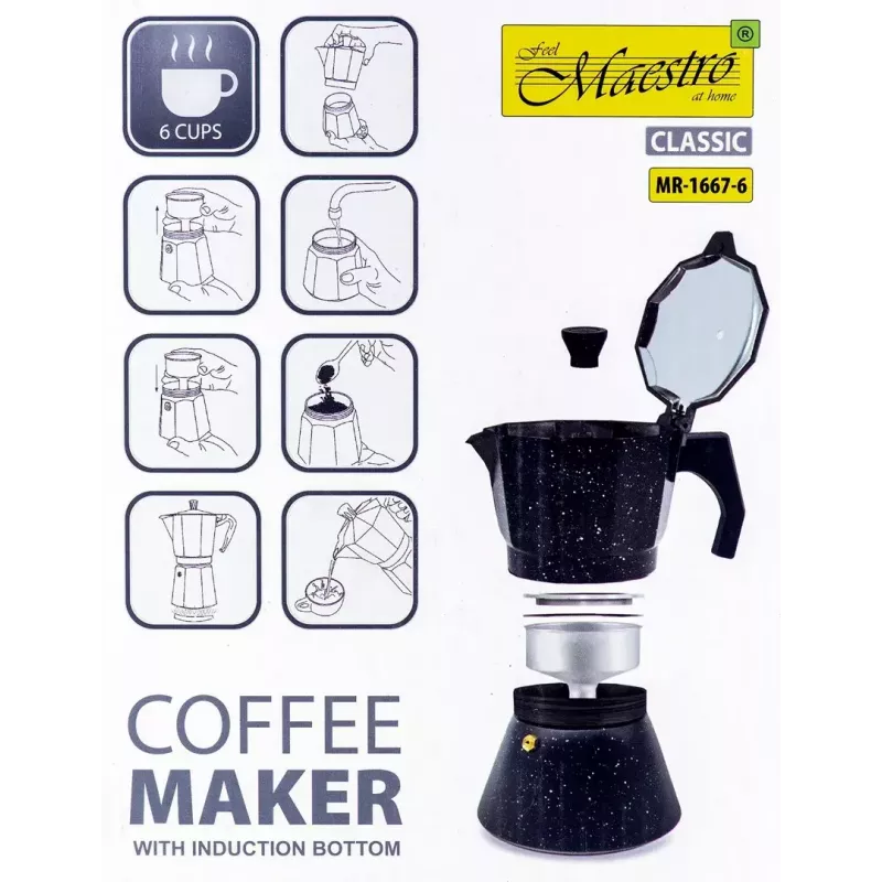 Macchina per caffè Maestro MR-1667-6 — caffettiera espresso per 6 tazze