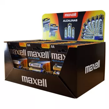 Batterie monouso alcaline MAXELL LR6 AA 1,5 V — confezione da 4 (display con 30 blister / 120 pezzi)