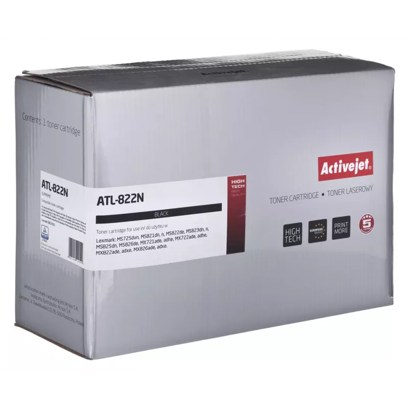 Cartuccia toner ActiveJet ATL-822N per Lexmark (sostituto 58D2H00), nero, 15000 pagine, 1 pz.