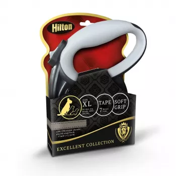 Guinzaglio a ritrazione Hilton Smart Dog Tape XL — 7 m, per cani fino a 40 kg, nero-grigio