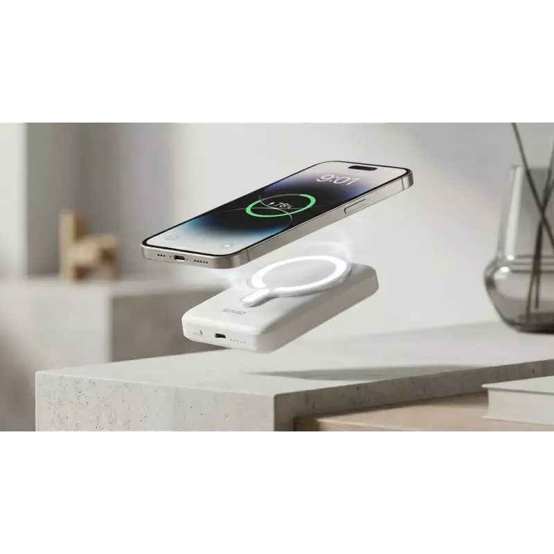 Powerbank SAVIO BA-13 10000 mAh con uscita 20 W e ricarica wireless, bianco