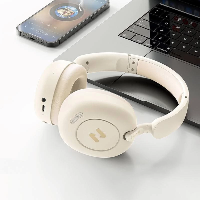 Cuffie Bluetooth over-ear HAVIT H655BT PRO — cuffie wireless, beige, audio Bluetooth