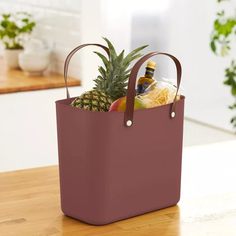 Rotho Multibag Albula Style 25L cesto per la biancheria, rosso ferro