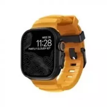 NOMAD Rocky Point Band – Cinturino per Apple Watch 46 mm/49 mm in FKM e titanio (Sol, finiture nere)