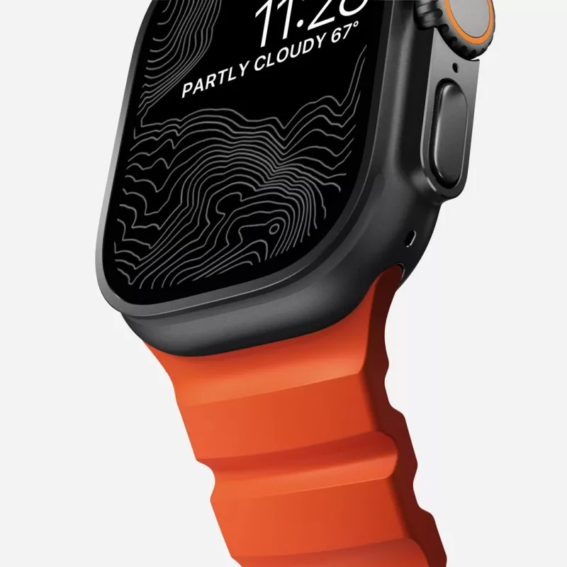 NOMAD Rocky Point cinturino per Apple Watch 46/49 mm, FKM e titanio, Magma/Black Hardware