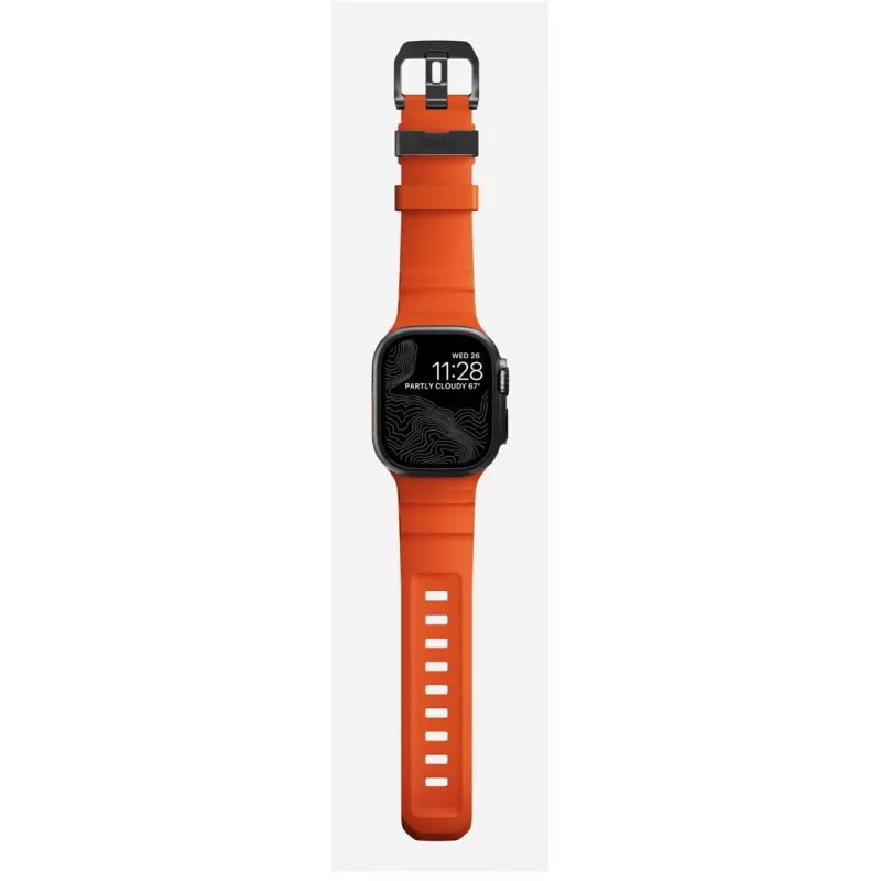 NOMAD Rocky Point cinturino per Apple Watch 46/49 mm, FKM e titanio, Magma/Black Hardware