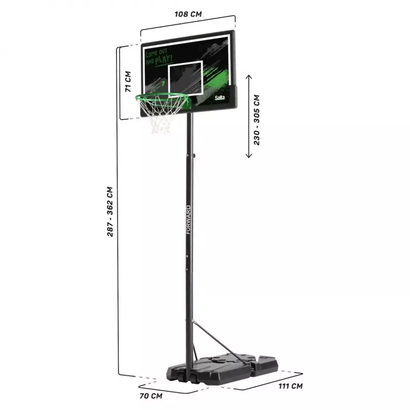 Canestro da basket Salta Forward modello 5132 per tabellone 110 x (287–362) x 175 cm