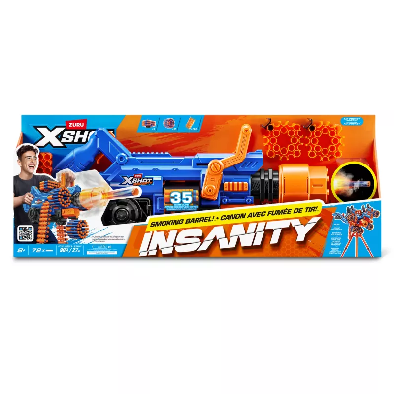 ZURU XSHOT Insanity Smoking Barrel Blaster, blaster giocattolo, 8 anni