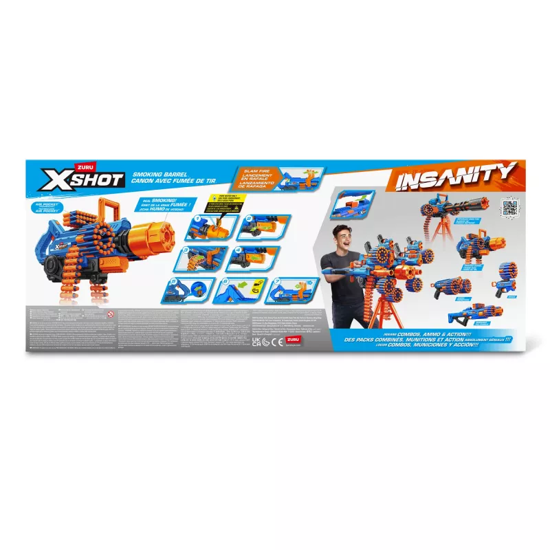 ZURU XSHOT Insanity Smoking Barrel Blaster, blaster giocattolo, 8 anni