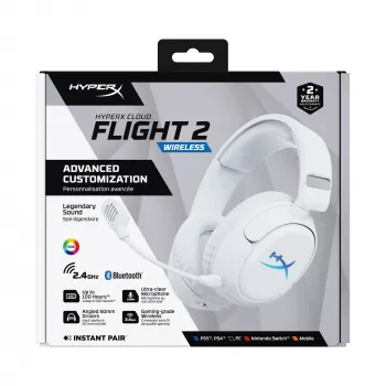 Cuffie gaming wireless KINGSTON HyperX Cloud Flight 2 con USB-C e Bluetooth, bianco