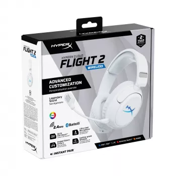 Cuffie gaming wireless KINGSTON HyperX Cloud Flight 2 con USB-C e Bluetooth, bianco