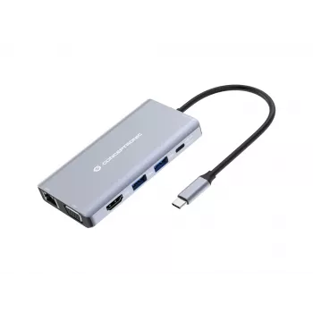 Conceptronic DONN20G docking station 10-in-1 USB 3.2 Gen 1, HDMI, VGA, USB-A 5 Gbit/s, USB-C 5 Gbit/s, SD, TF/MicroSD, audio, GbE LAN, 100 W USB PD