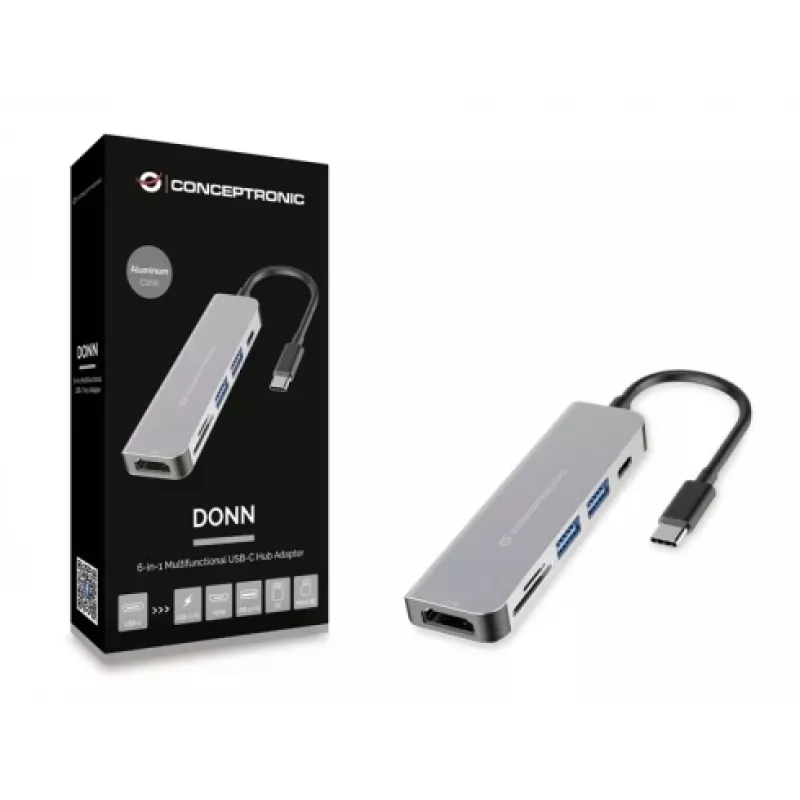 Conceptronic DONN02G docking station/replicatore di porte per laptop USB 3.2 Gen 1 (3.1 Gen 1) Type-C alluminio