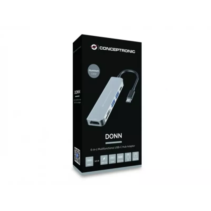 Conceptronic DONN02G docking station/replicatore di porte per laptop USB 3.2 Gen 1 (3.1 Gen 1) Type-C alluminio