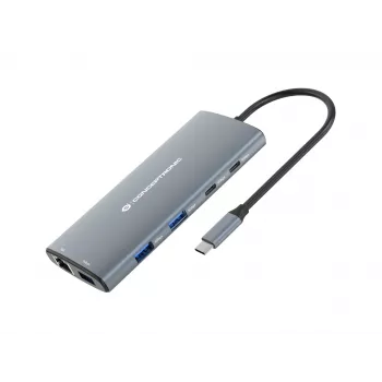 Conceptronic DONN06G docking station 10-in-1 USB 3.2 Gen 1, HDMI, 100 W USB PD, USB-C 5 Gbit/s x 2, USB-A 5 Gbit/s x 3, SD, TF/MicroSD, GbE