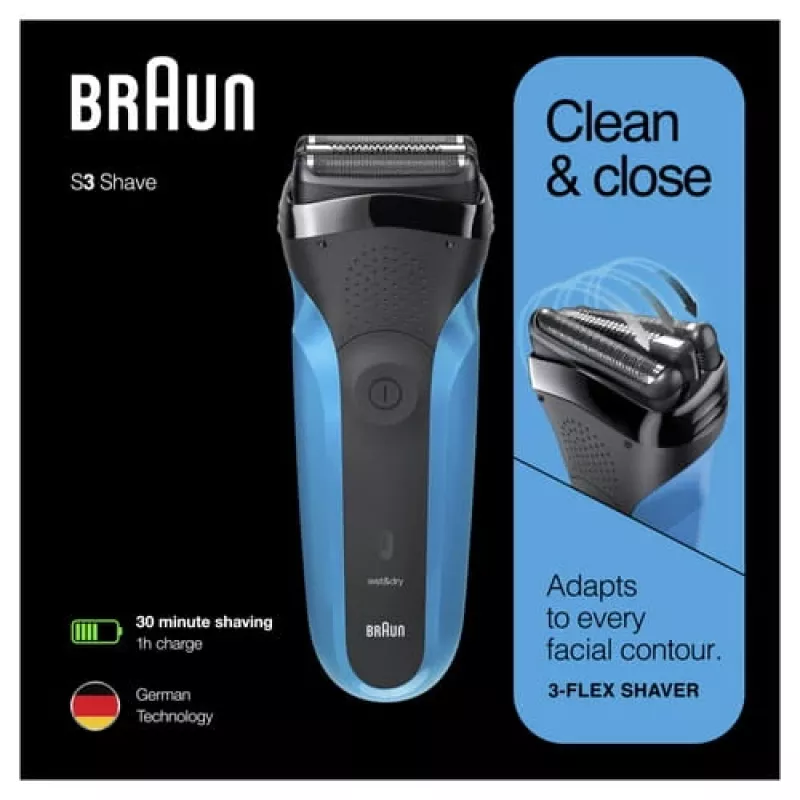 Braun Series 3 310s rasoio a lamina trimmer nero, blu