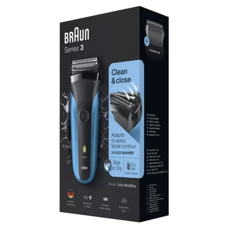 Braun Series 3 310s rasoio a lamina trimmer nero, blu