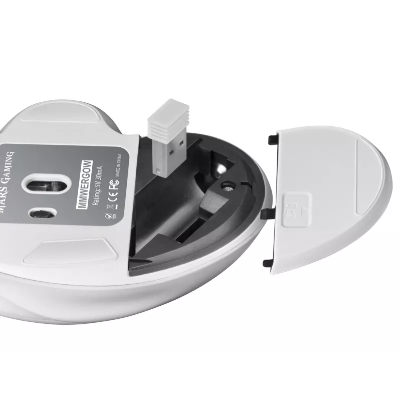 Mars Gaming MMWERGO mouse wireless ergonomico bianco, per destrimani, meccanico, RF wireless, 3200 DPI, bianco