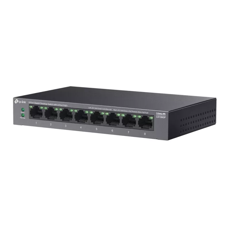 TP-Link LiteWave switch desktop Gigabit 8 porte con 8 porte PoE+
