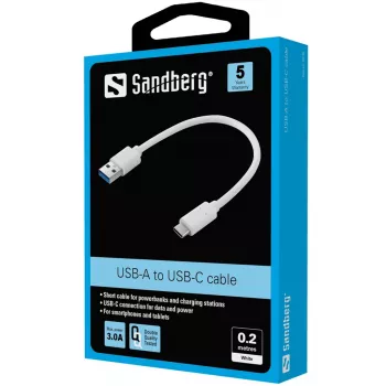 Sandberg cavo USB-C 3.1 > USB-A 3.0 0,2 m, 0,2 m, USB C, USB A, USB 3.2 Gen 1 (3.1 Gen 1), bianco