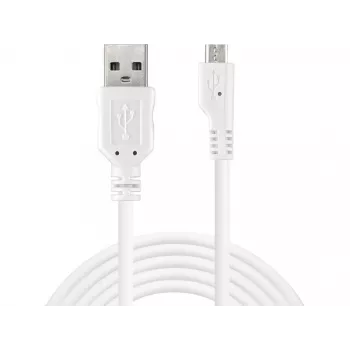 Sandberg cavo sincronizzazione/ricarica MicroUSB 3 m, 3 m, USB A, Micro-USB B, USB 2.0, connettore maschio/connettore maschio, bianco